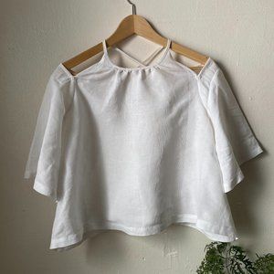 Wray Cut-Out Shoulder Criss-Cross Back Linen Shirt